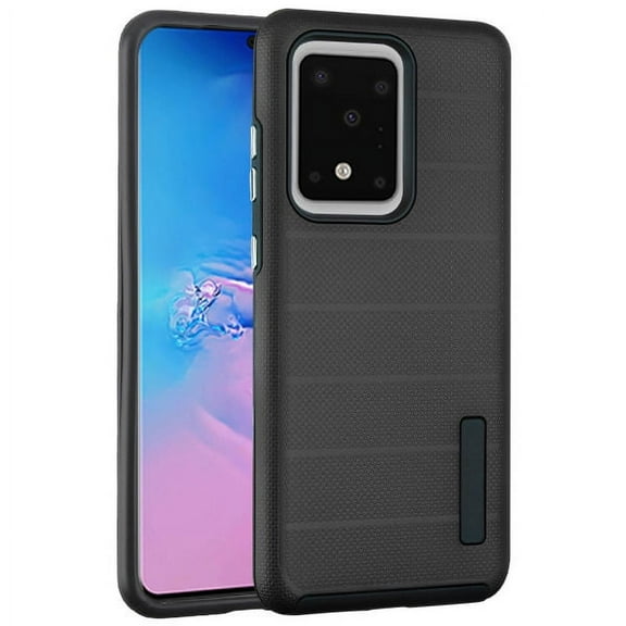 Samsung Galaxy S20 ULTRA (6.9") Phone Case Drop-Protection Soft Hybrid Impact Heavy Duty Dual Layers Body Protective Textured Anti Slip Armor Rubber Rugged TPU Cover BLACK for Samsung Galaxy S20 Ultra