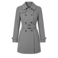 thumbnail image 4 of Wool Coats for Women, Women's Peacoat Double Breasted Pea Coat Mid-Length Dress Coat Warm Winter Overcoat(Gray,XXL), 4 of 8