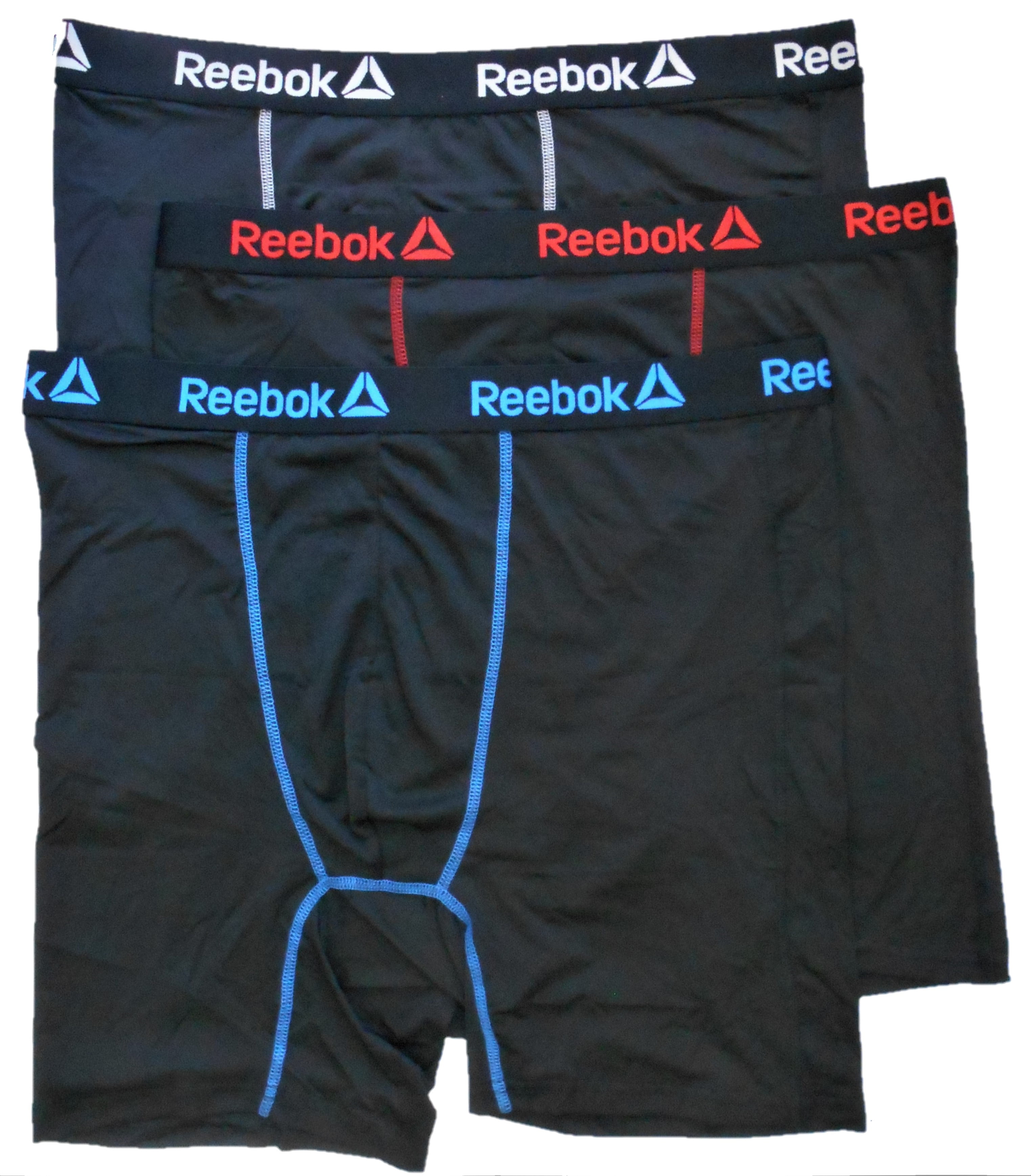 All Black Reebok Men's Big and Tall Athletic Performance Assorted Boxer Briefs Size 4XL 6 Pack 