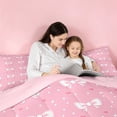 thumbnail image 4 of meiyoeat Pink Bowknot Twin Comforter Sets For Girls,Cute Loves Pattern Bedding Set For Women,Pink Reversible,2 Pieces, 4 of 7
