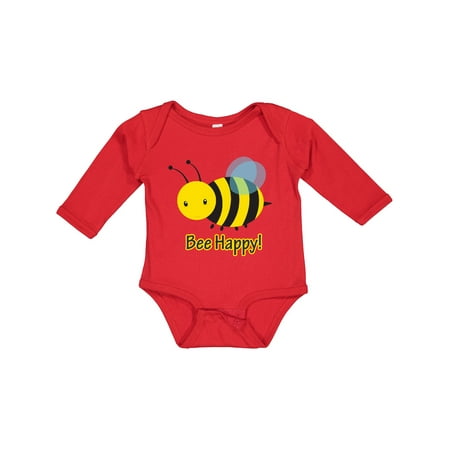 

Inktastic Bee Happy! Gift Baby Boy or Baby Girl Long Sleeve Bodysuit