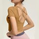 thumbnail image 4 of Fiudx Ropa de Mujer Blusas Deportivas Informales con Cuello Redondo y Manga Corta Sin Espalda para Mujer, 4 of 4