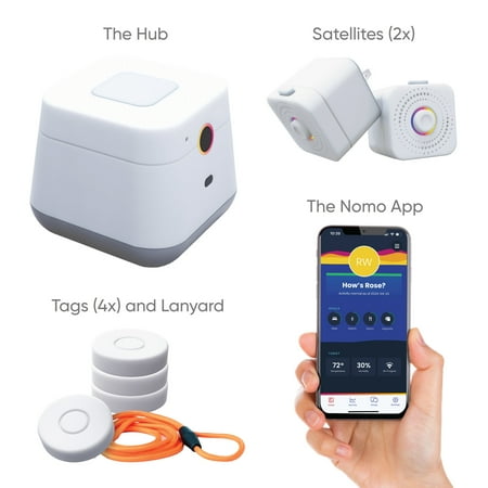 Nomo Smart Care - Smart Care Essential Care Kit - Easy set-up, real-time remote 24/7 caregiver check-in system with 911 dispatch support - Gray