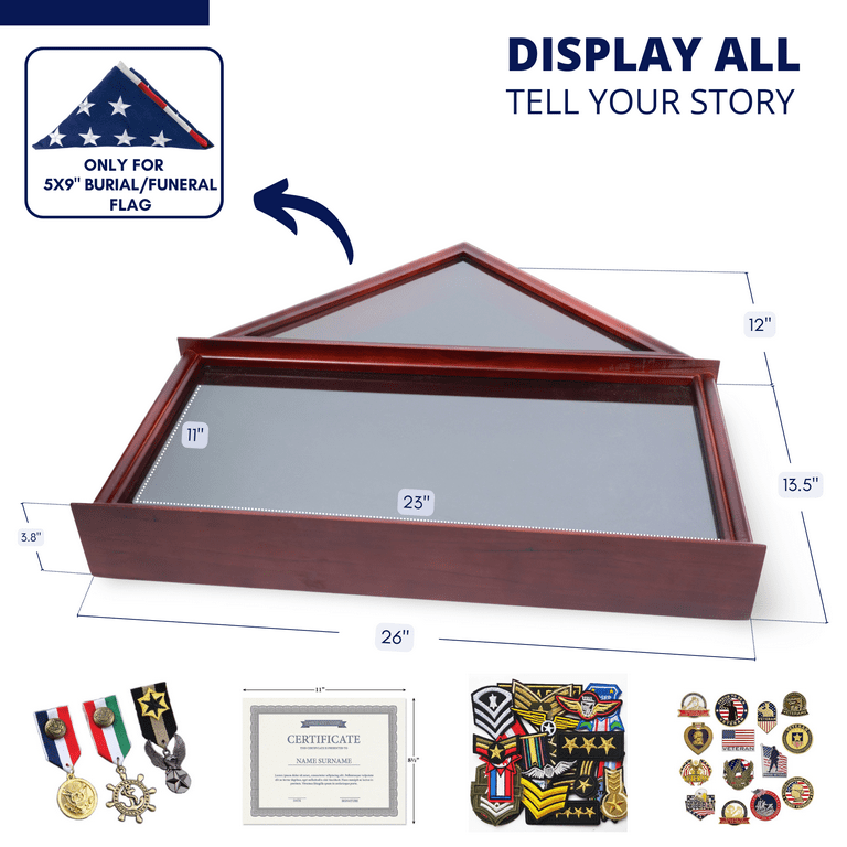 DECOMIL - Large Military Shadow Box Frame Memorial Burial