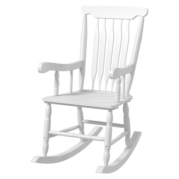 COCOKUN Porch Rocker Chair, 350 lbs Capacity Wooden Outdoor Rocking Chair with High Back for Garden, Patio, Balcony in White