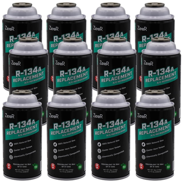 Refrigerante para aire acondicionado ZeroR R134a de reemplazo, 12 x 170 g, gas ecológico