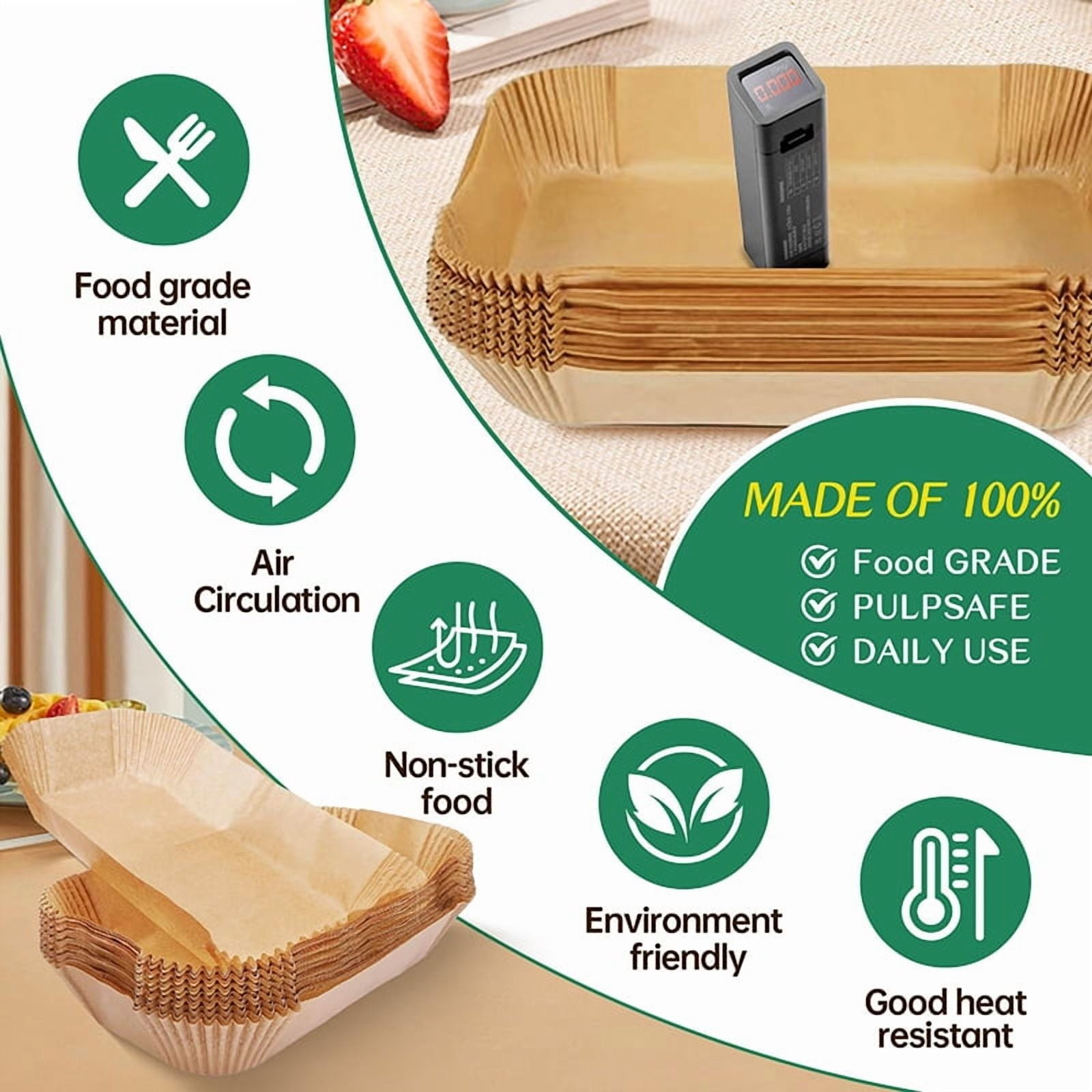 Large Disposable Air Fryer Paper Non-Stick Rectangle Airfryer Baking Liners Oilproof Oven Mat for Ninja Foodi DualZone Basket