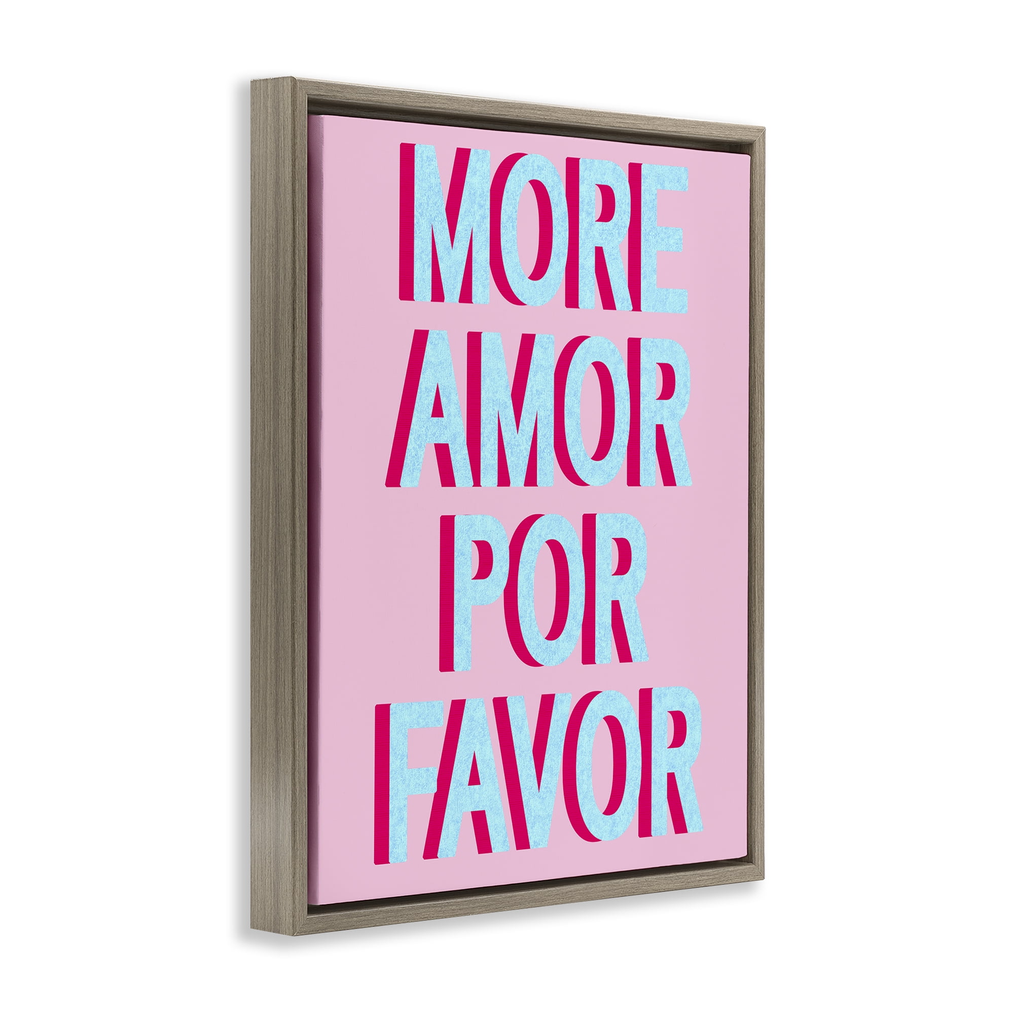 Stupell Industries More Amor Phrase Typography Painting Brown Floater Framed Art Print Wall Art, 25 x 31