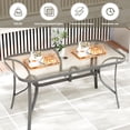 thumbnail image 3 of LAZY BUDDY 29.5'' x 55'' Rectangular Patio Table with Umbrella Hole, All Weather Tempered Glass Outdoor Dining Table, Metal Frame, for Yard, Deck, Lawn, 3 of 9