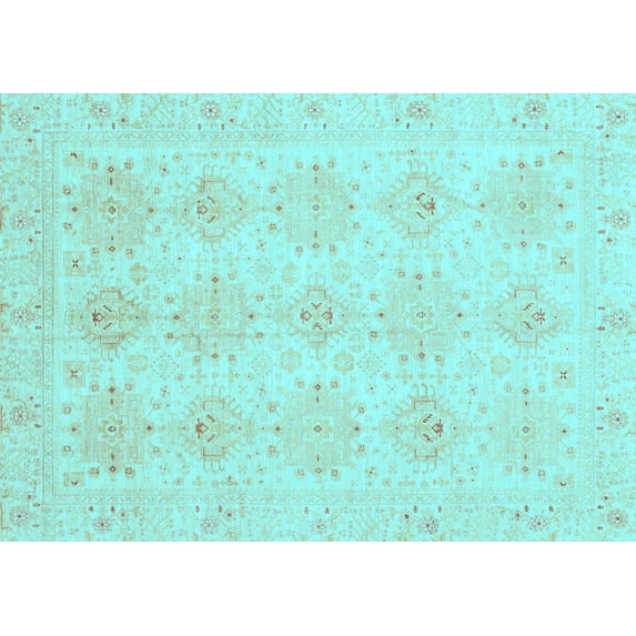 Ahgly Company Indoor Rectangle Oriental Light Blue Traditional Area Rugs, 8' x 10'
