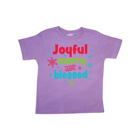 

Inktastic Christmas Joyful Merry and Blessed with Snowflakes Gift Toddler Boy or Toddler Girl T-Shirt