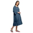 thumbnail image 5 of Moomaya WoMen's Solid Long Sleeve Square Neck Cotton Sleepwear Gown, 5 of 6