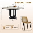 thumbnail image 2 of Montary 9 Piece Modern Dining Table Set of 8, Round 53" D Faux Marble Dining Table with Lazy Susan, Sintered Stone Top and Black Carbon Steel Base Dining Room Table with 8 Brown Dining Chairs, 2 of 7