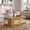 Natural Wood, variant on Farmhouse 47" Coffee Table with LED Lights, 2-Tier Wood Rustic Center Table with Storage Shelf for Living Room