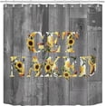 thumbnail image 2 of 4Pcs Get Naked Sunflower Shower Curtain Sets Floral Green Bathroom Set Decor with Non-Slip Rugs Bath U-shaped Mat Toilet Lid Cover Country Flower Bathroom Curtains Shower Set with 12 Hooks, 2 of 7
