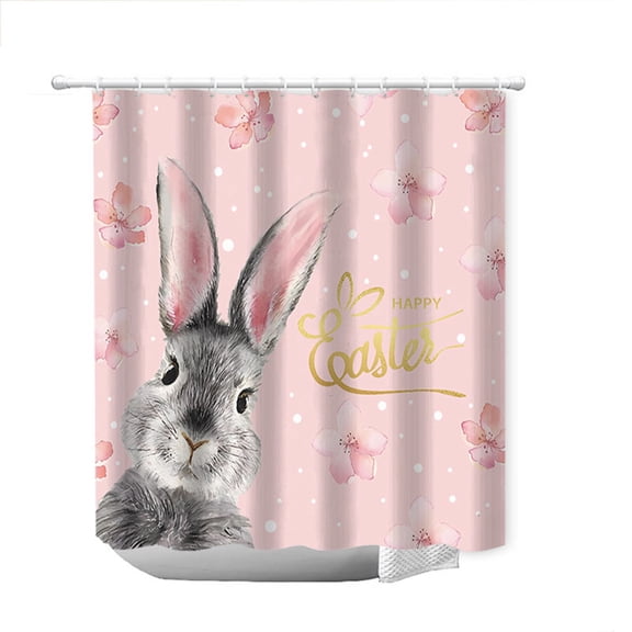HuiXinOu Easter Bunny Shower Curtain, Waterproof Bathroom Decor with Egg Pattern for Wet/Dry Separation and Holiday Bathroom