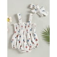 thumbnail image 2 of Bagilaanoe 4th of July Newborn Baby Girl Rompers Print Sleeveless Bodysuit + Headband 3M 6M 12M 18M Infant One Piece Short Jumpsuit for Independence Day, 2 of 9