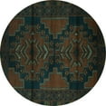 thumbnail image 1 of Ahgly Company Indoor Round Persian Turquoise Blue Traditional Area Rugs, 3' Round, 1 of 4