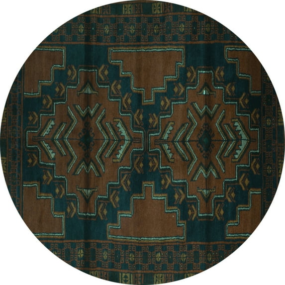 Ahgly Company Indoor Round Persian Turquoise Blue Traditional Area Rugs, 3' Round
