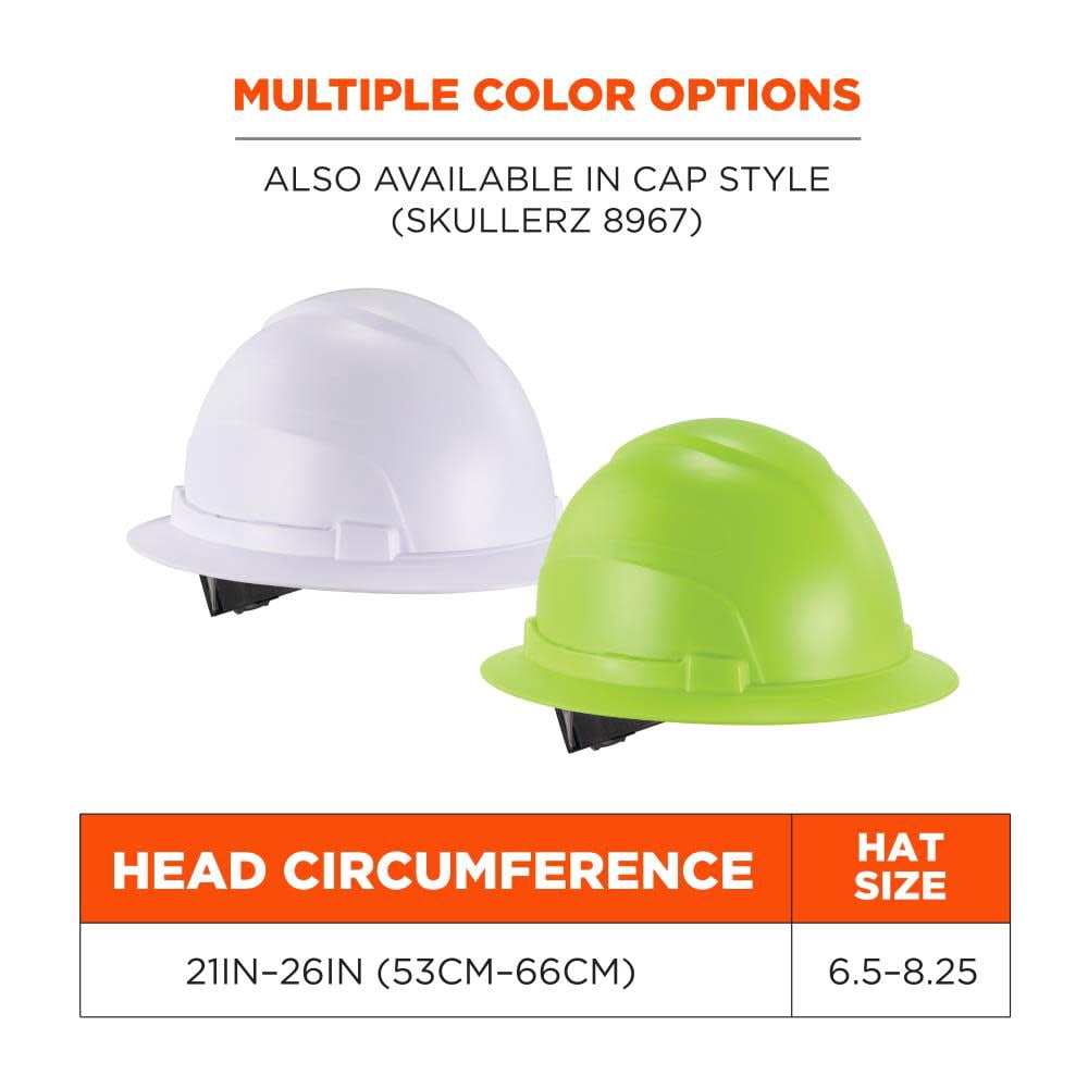 Ergodyne Skullerz 8969 Lightweight Full Brim Hard Hat, White
