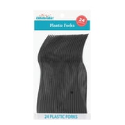 24CT Black Disposable Plastic Forks by Way To Celebrate