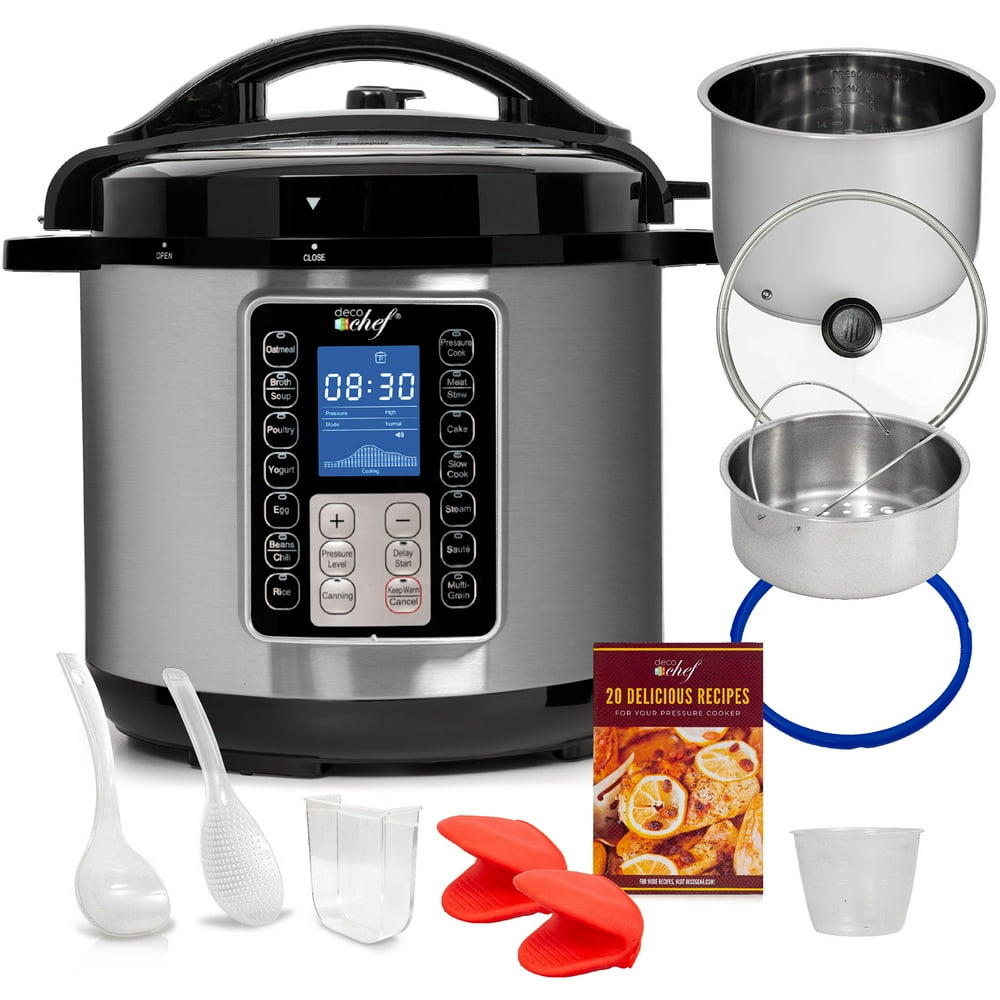 Deco Chef 8 QT 10in1 Pressure Cooker Instant Rice, Saute, Slow Cook, Yogurt, Meats, Deserts