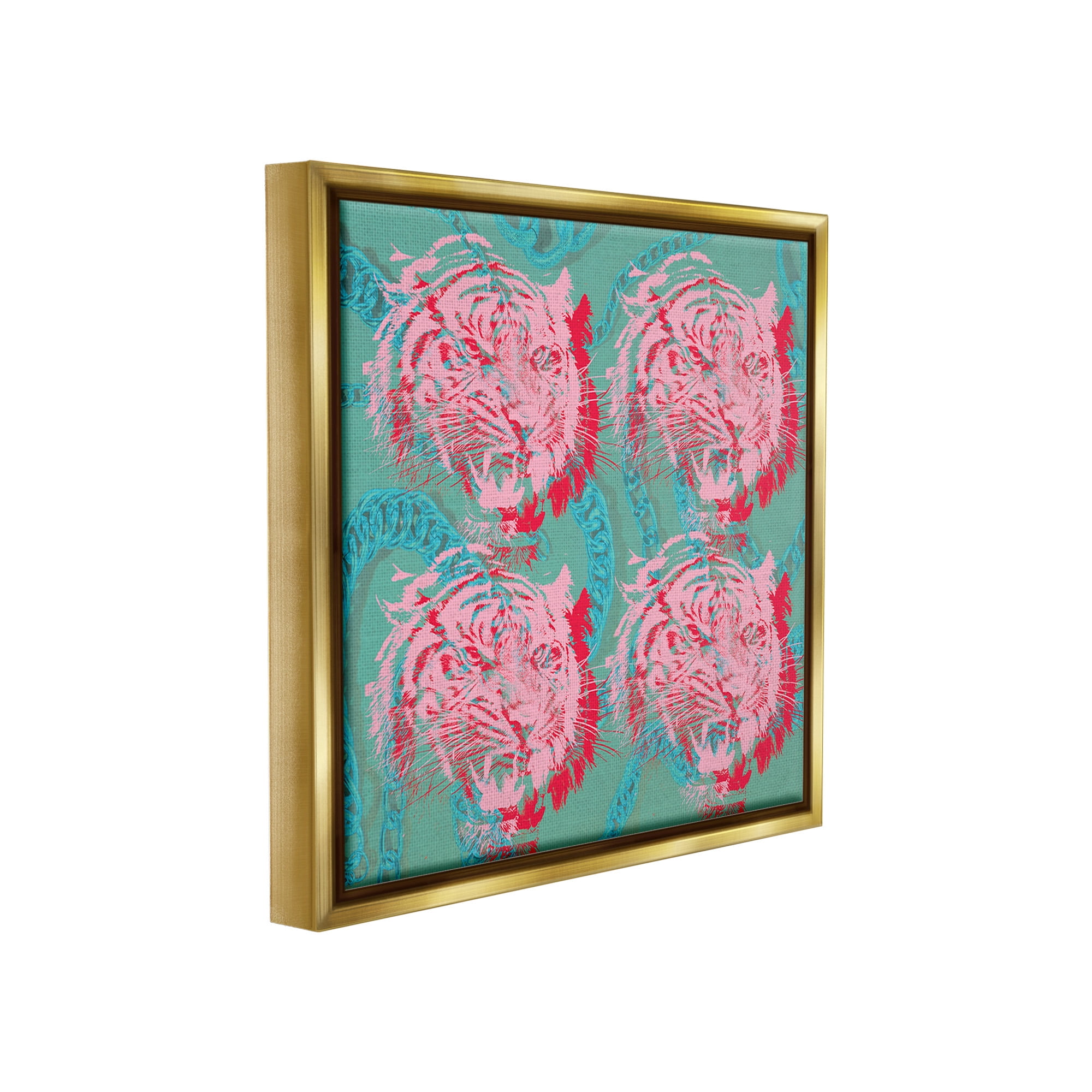 Stupell Industries Abstract Tigers Pattern Animals & Insects Painting Gold Floater Framed Canvas Art Print Wall Art, 18 x 18
