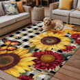 thumbnail image 2 of Fsddascl Sunflower Black Check Outdoor Rug for Patio/Deck/Porch, Non-Slip Large Area Rug 4 x 6 Ft, Farmhouse Flowers Butterfly Indoor Outdoor Rugs Washable Area Rugs, Reversible Camping Rug Carpet, 2 of 5
