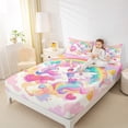 thumbnail image 4 of Manfei Cartoon Unicorn 4 Pieces Queen Sheet Sets for Kids Children,Kawaii Colorful Rainbow Ultra Soft Flat Sheet,Cute Love Heart Queen Fitted Sheet,Ultra Soft Home Decor, 4 of 7