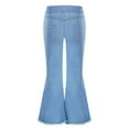 thumbnail image 2 of Sholeno kids Girls Washed Elastic Waistband Jeans Ripped Holes Bell-bottom Hem Denim Pants Casual Light Blue 8, 2 of 7