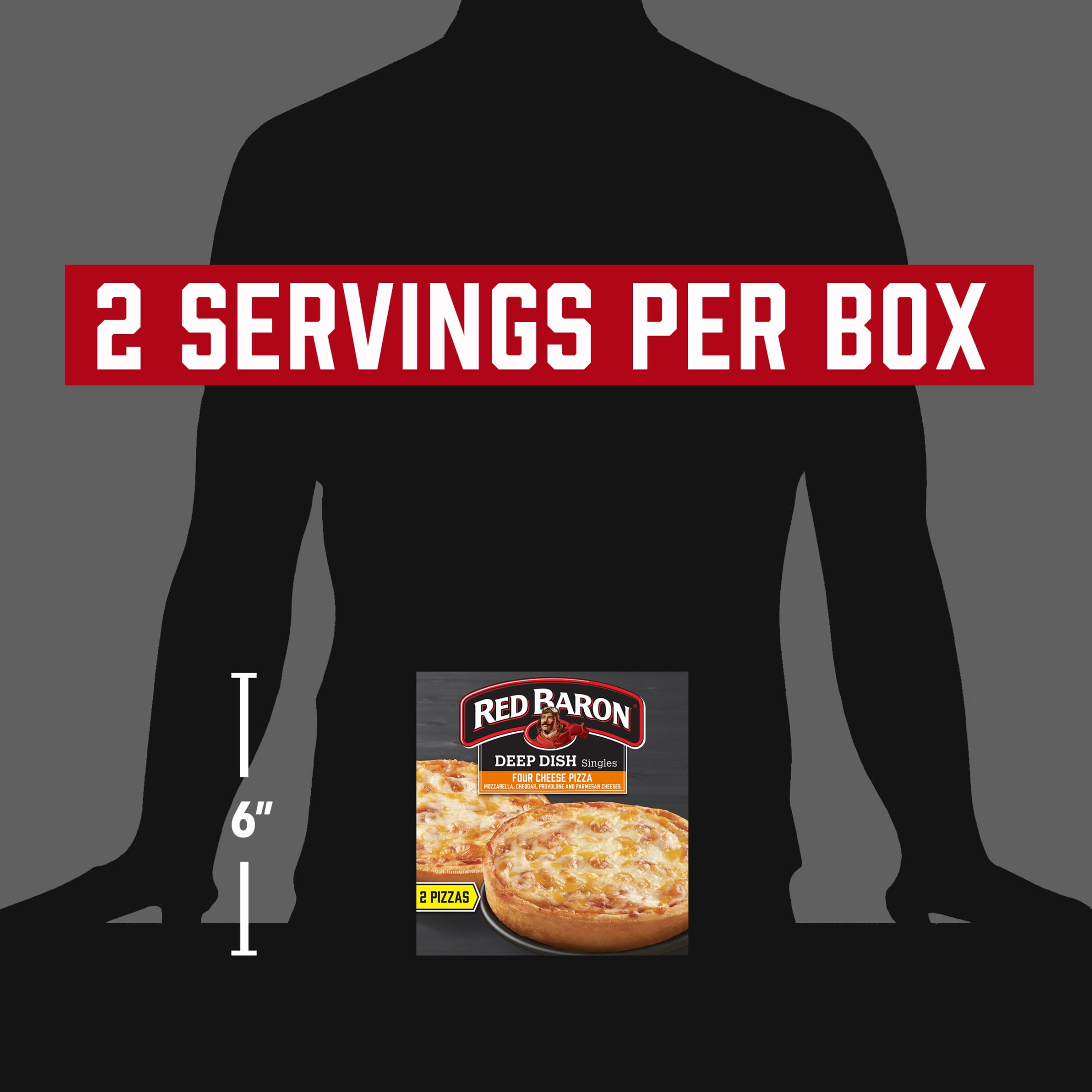 Red Baron Four Cheese Deep Dish Personal Frozen Pizza, 11.2 oz 2 Pack