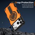 thumbnail image 6 of Allytechgroup Rugged Magnetic Case for iPhone 17 Pro, Dual-Layer Shockproof Cover with Kickstand [Compatible with Magsafe] Slim Non-Slip Anti-Fall TPU + PC Back Case for Women Men, Orange, 6 of 7