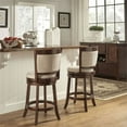 thumbnail image 3 of Weston Home Cherry Finished Padded Swivel Counter Height Stool, Beige Linen, 3 of 5