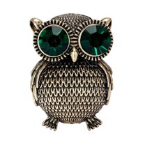 HUANLEDASH Women's Retro Owl Brooch Pin Rhinestone Big Eyes Owl Mini Animal Alloy Brooch Lapel Corsage Scarf Pins Accessories