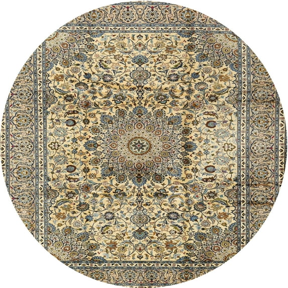 Ahgly Company Indoor Round Traditional Brown Medallion Area Rugs, 3' Round