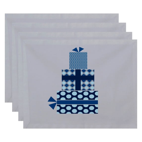 E by Design Holiday Wishes Gift Wrapped Geometric Print Placemat - Set of 4