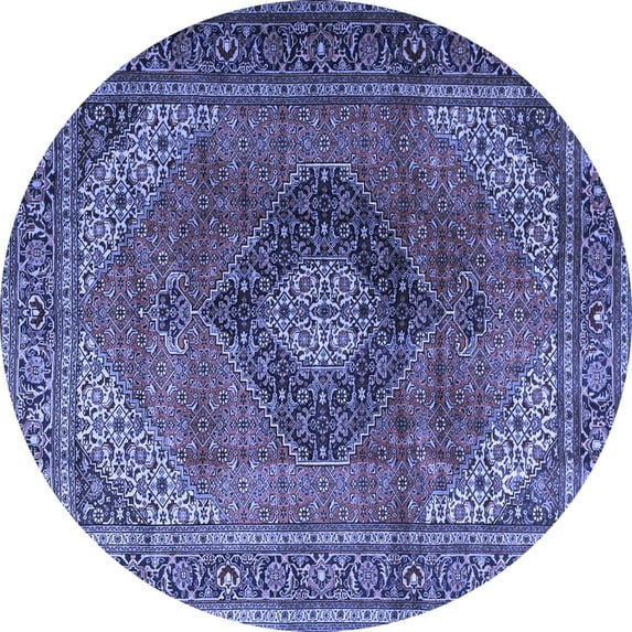 Ahgly Company Indoor Round Medallion Blue Traditional Area Rugs, 6' Round