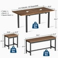 thumbnail image 3 of Juiluna 5-Piece Dining Table Set for 4-8 People, 63" Large Extendable Kitchen Table Set with 2 Benches and 2 Square Stools, Modern Dining Room Furniture Sets, Easy Assembly, Espresso, 3 of 9