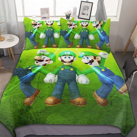 Funny Luigi's Mansion 3 Piece Bedding Sets Decor Comforter Sets With One Duvet Cover Two Pillow Shams