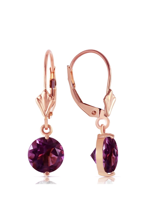14k Rose Gold Amethyst Dangle Earrings