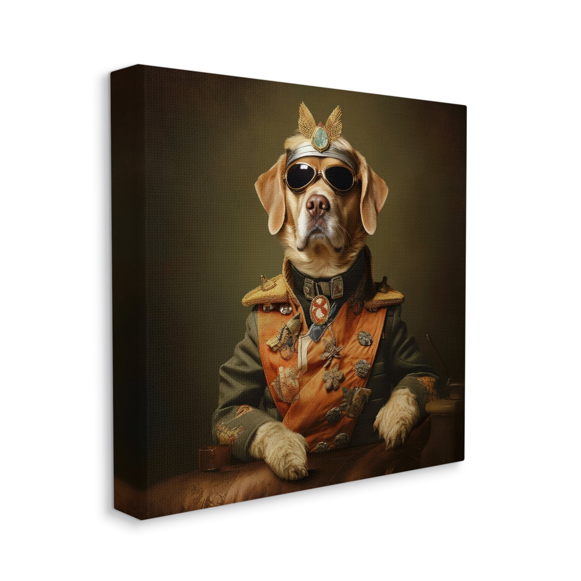 Stupell Industries Dog in Vintage Vest Animals & Insects Painting Gallery Wrapped Canvas Art Print Wall Art, 30 x 30