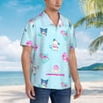 thumbnail image 4 of Lsque Sanrio Pattern Hawaiian Shirt for Men Unisex Summer Beach Casual Short Sleeve Cotton Linen Button Down Shirts-Large, 4 of 6