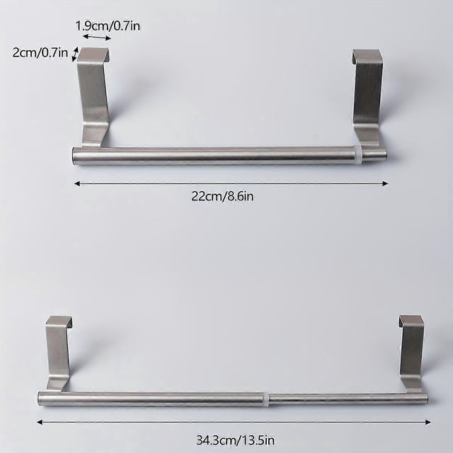 Retractable Towel Rack - Space-Saving Punching-Free Design, Durable Stainless Steel Construction, Adjustable Single Rod for Kitchen and Bathroom Organ
