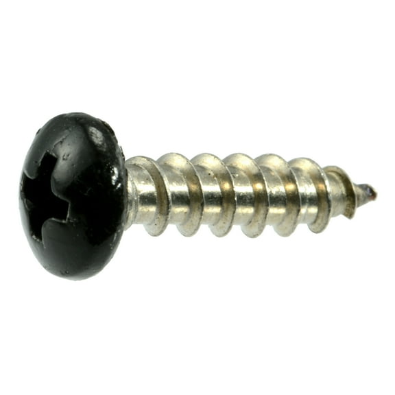 #10 x 3/4" Black 18-8 Stainless Phillips Pan Head Sheet Metal Screws (20 pcs.)
