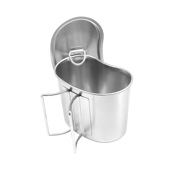 Camping Cup with Lid & Folding Handle 700ml Outdoor Cooking Cup Water Coffee Mug