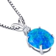 thumbnail image 3 of PEORA 14K White Gold Created Blue Opal with Genuine Diamond Pendant, Elegant Solitaire, Oval Shape, 10x8mm, 1 Carat total, 3 of 5