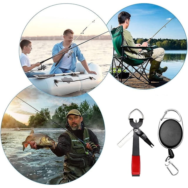 Herramienta para atar nudos rápidos de pescado 4 en 1, cortadoras de línea de pesca con mosca, equipo de pesca con mosca, herramienta para atar nudos rápidos y combo de retractores para pesca con mosca ZefeiWu 8390614023833