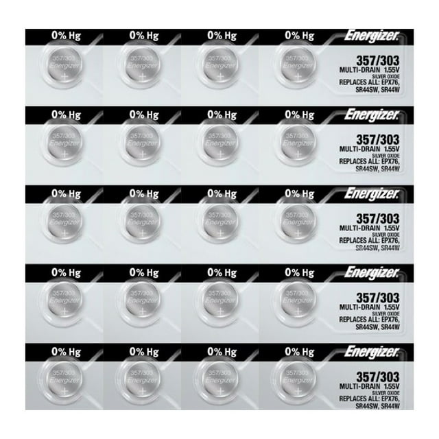 Energizer 357/303 (SR44W, SR44SW, EPX76) Silver Oxide Watch Battery (20 Pack)