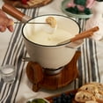 thumbnail image 6 of Twine Beige and Wood Cast Iron Fondue Set for Cheese and Chocolate Fondue, 6 of 9