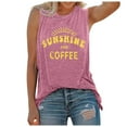 thumbnail image 3 of Womens T Shirts Sunshine and Coffee Print Tank Top Crew Neck Sleeveless Tee Tops A Workout Gym Clothes L, 3 of 6